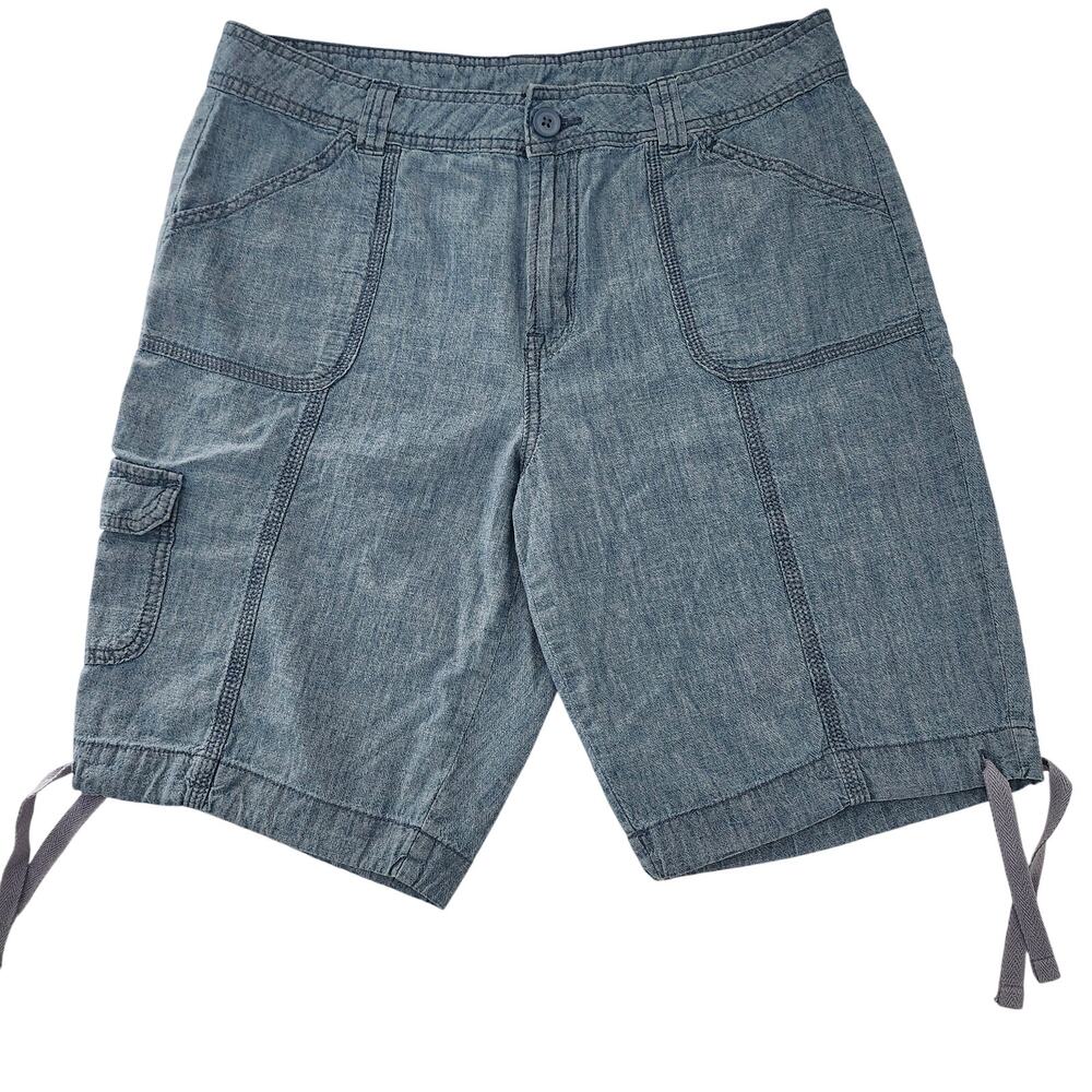 St. John's Bay Blue Chambray Mid Rise Cargo Shorts Size 12